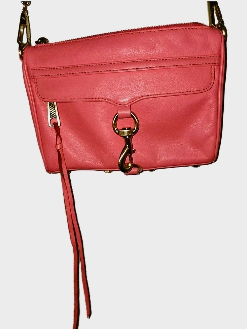 Rebecca Minkoff M.A.C. Pink Coral Smooth Leather Gold Hardware Crossbody Bag